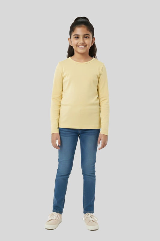 Girls Full Sleeve Tshirt Pack of 1_Lime Yellow