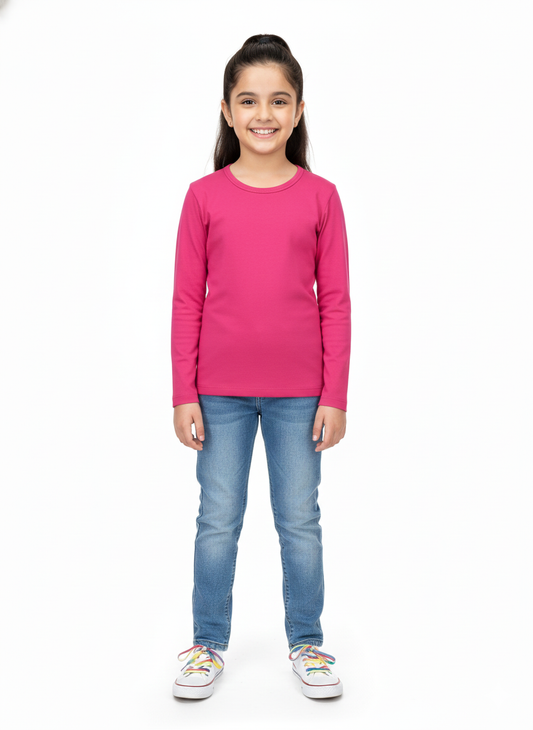 Girls Full Sleeve Tshirt Pack of 1_Dark Pink