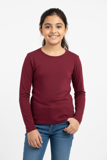 Girls Full Sleeve Tshirt Pack of 1_Brown