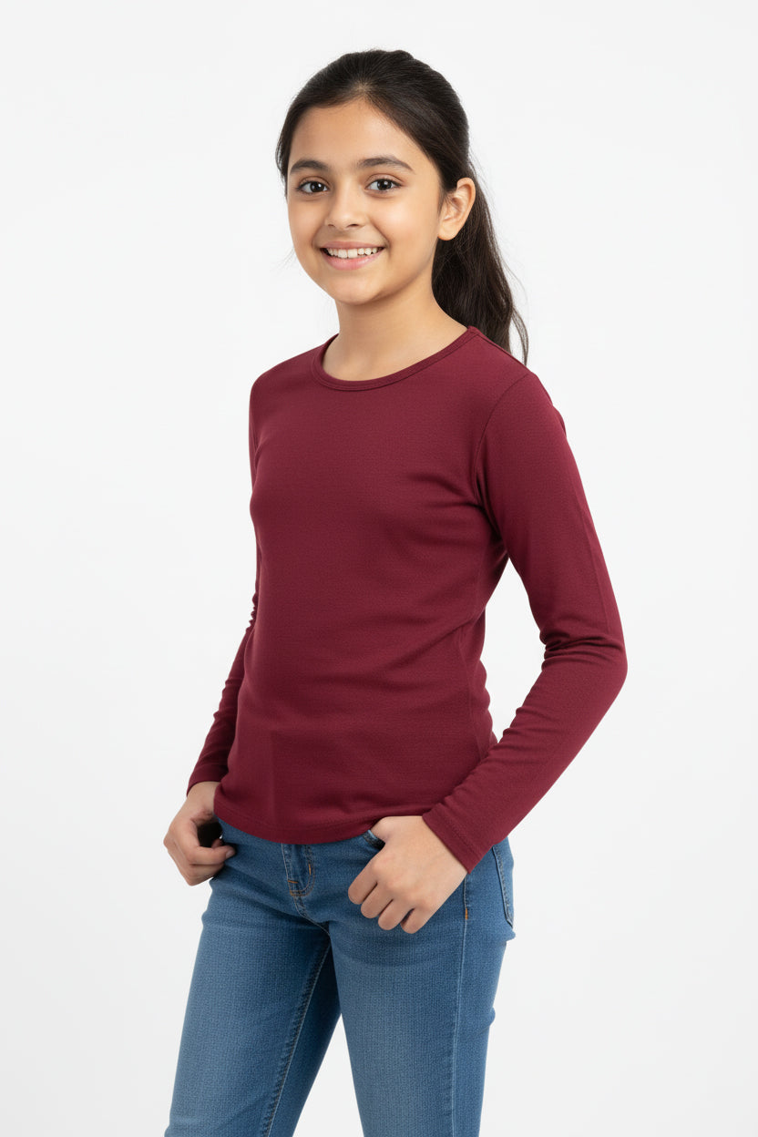 Girls Full Sleeve Tshirt Pack of 1_Brown