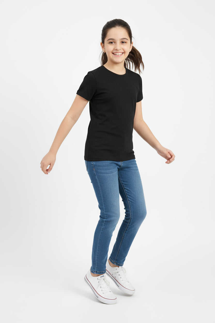 Girls Short Sleeve Tshirt Pack of 1_Black