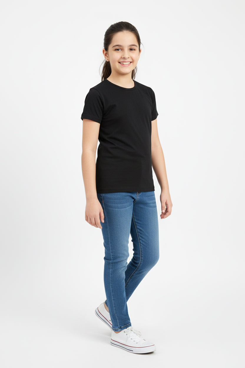 Girls Short Sleeve Tshirt Pack of 1_Black
