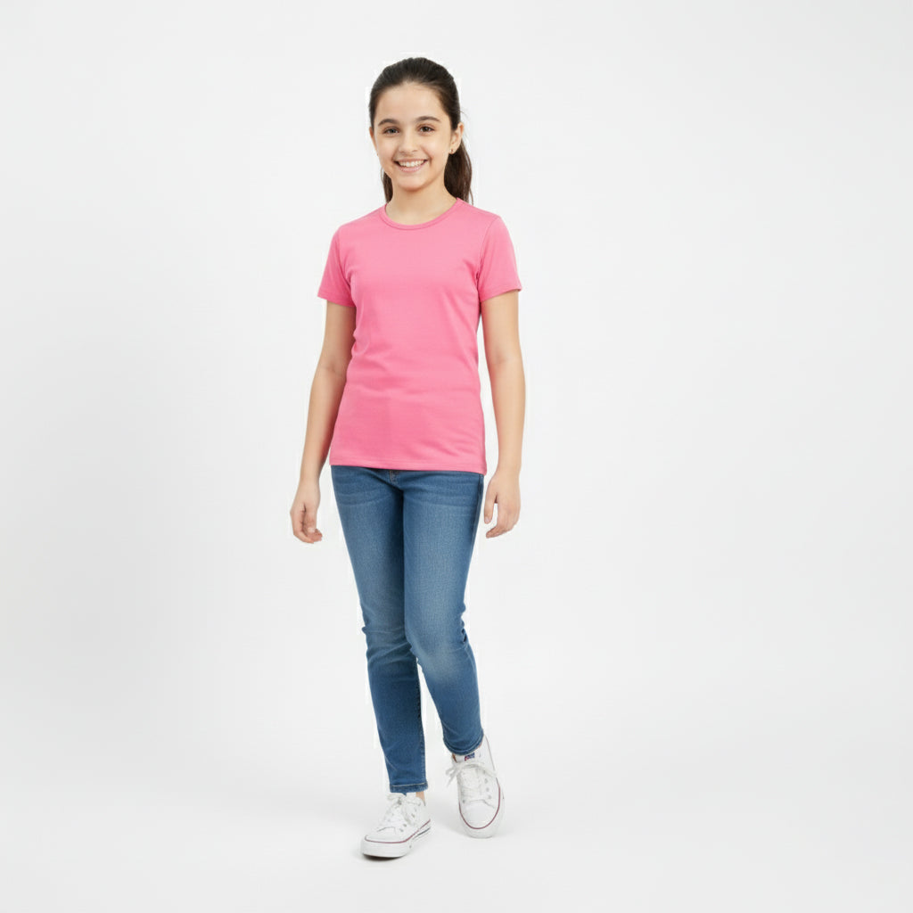 Girls Short Sleeve Tshirt Pack of 1_Pink