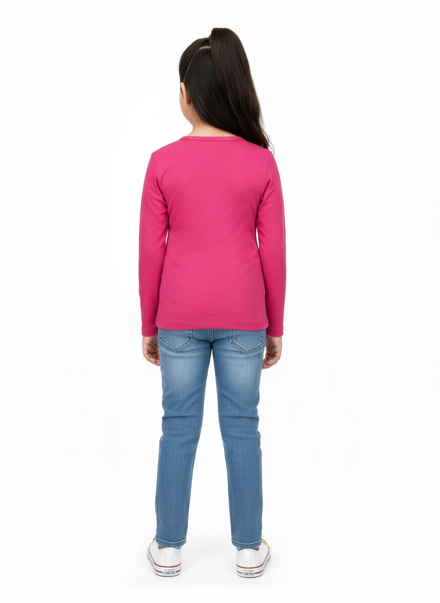 Girls Full Sleeve Tshirt Pack of 1_Dark Pink