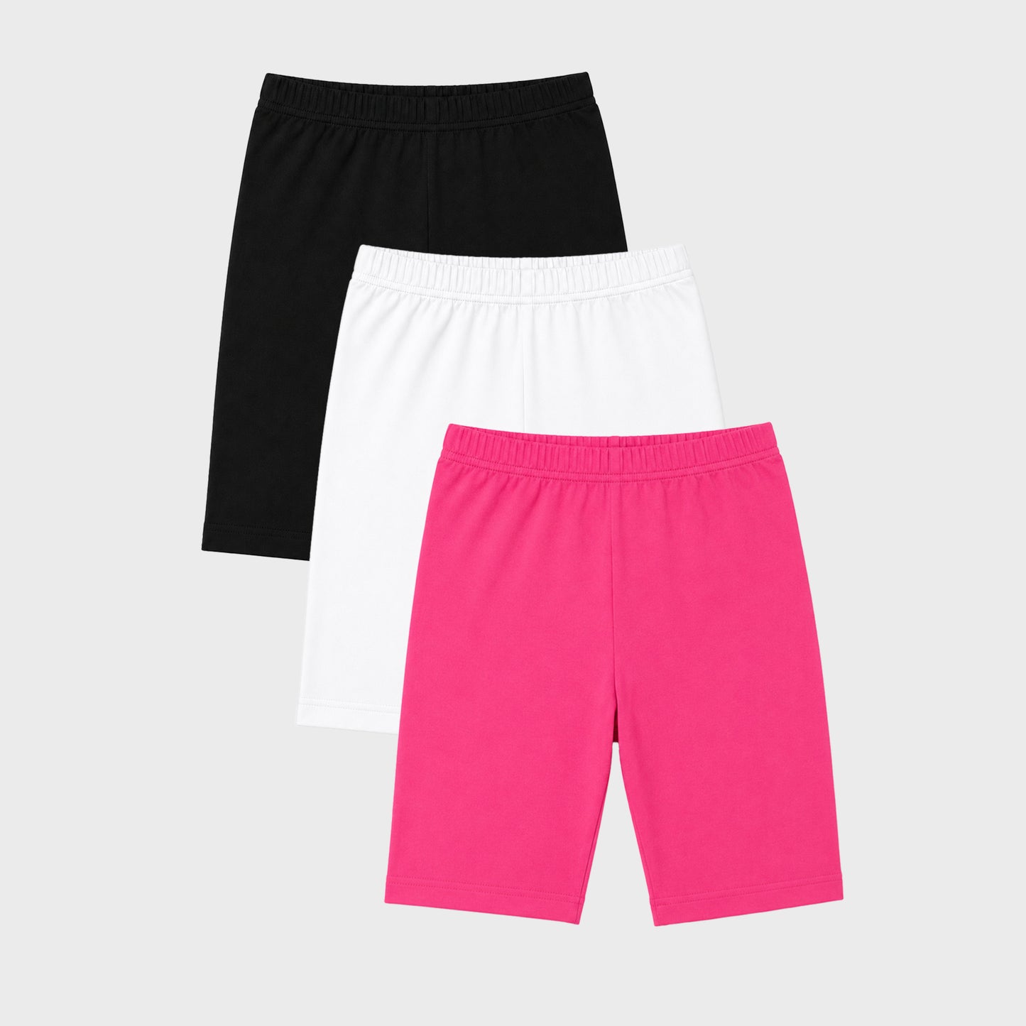 Charm N Cherish Girls Cotton Multiuse Shorties - Pack of 3 (Black,White&Pink)