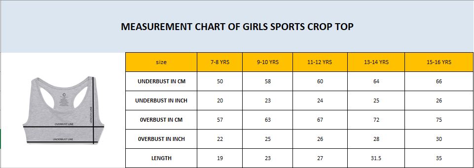 Girls Removable Padded Sports Crop Top