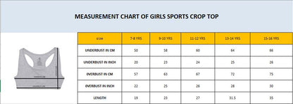 Girls Removable Padded Sports Crop Top