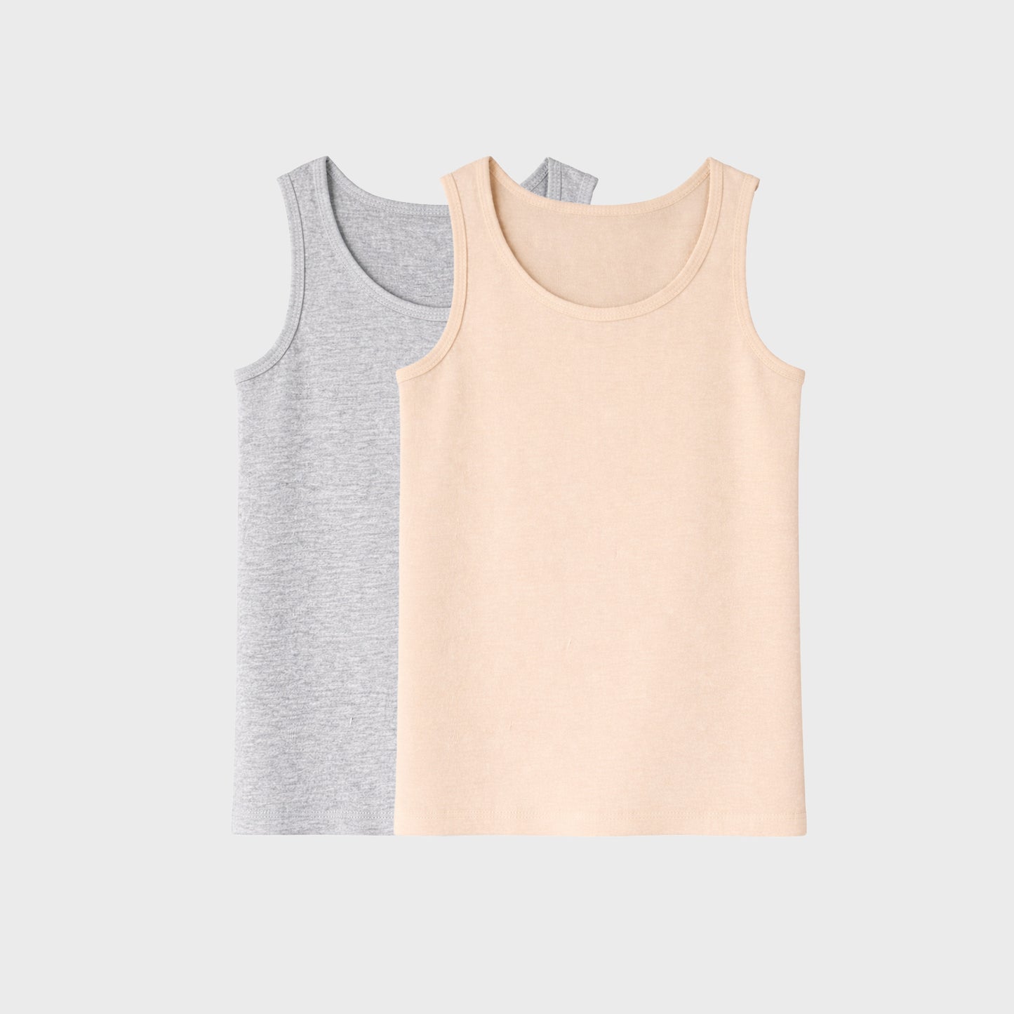 CharmnCherish Kids' Cotton Tank Top - Grey & Beige (Pack of 2)