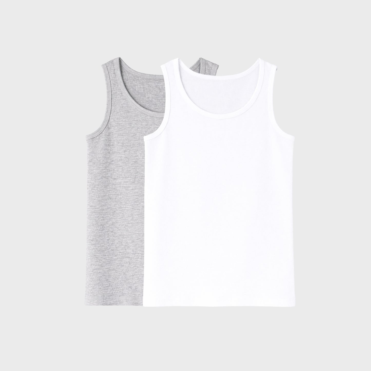 CharmnCherish Kids' Cotton Tank Top - Grey & White (Pack of 2)