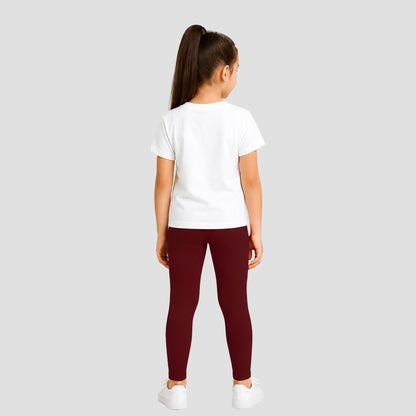Girls' Cotton Leggings Solid Brown Color Pack Of 1