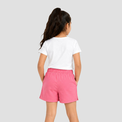 Girls Cotton Casual Shorts Solid Pink