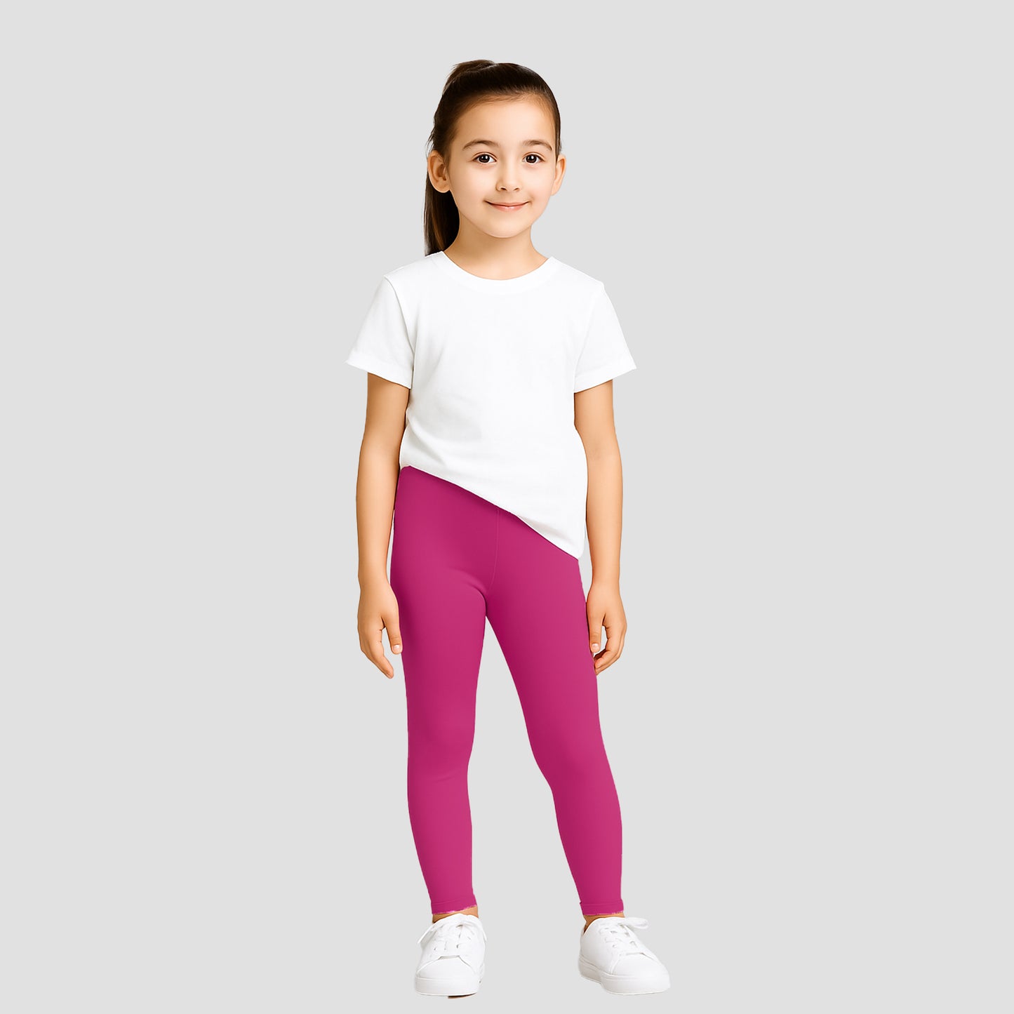 Girls' Cotton Leggings Solid Dark Pink Color Pack Of 1