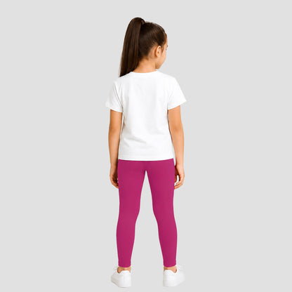 Girls' Cotton Leggings Solid Dark Pink Color Pack Of 1