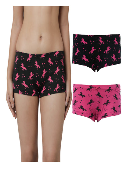 Girls Boy shorts - Unicorn All Over Printed Pack Of 2.