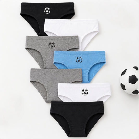 Boys' Cotton Brief - Football Placement Print Multicolor Combo(Pack of 7)