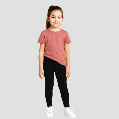 Girls' Cotton Leggings - Black (Pack of 1)