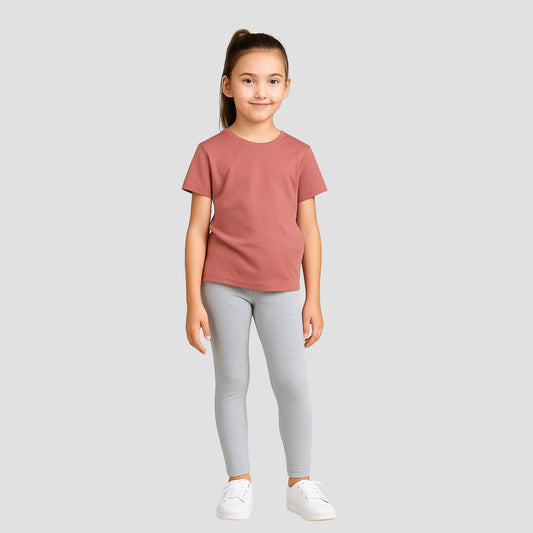 Girls' Cotton Leggings - Grey Melange (Pack of 1)