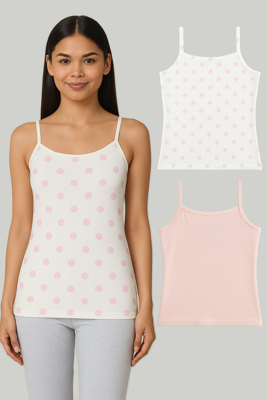 Cami Vests -Polka dot & Solid Color Combo Pack of 2