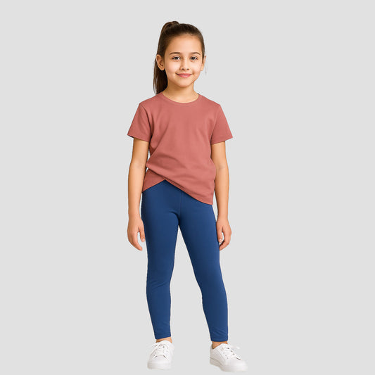 Girls' Cotton Leggings - Navy Blue (Pack of 1)