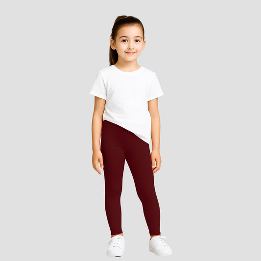 Girls' Cotton Leggings Solid Brown Color Pack Of 1
