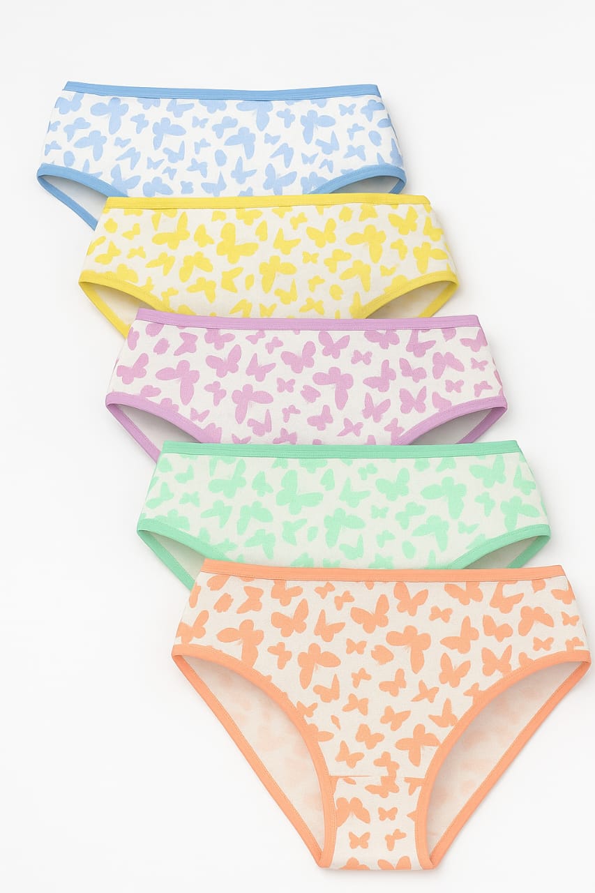 Girls Brief - Butterfly All Over Print Pack of 5