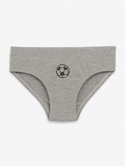 Boys' Cotton Brief -  Football Placement Print  Multi-colour (Pack of 3)