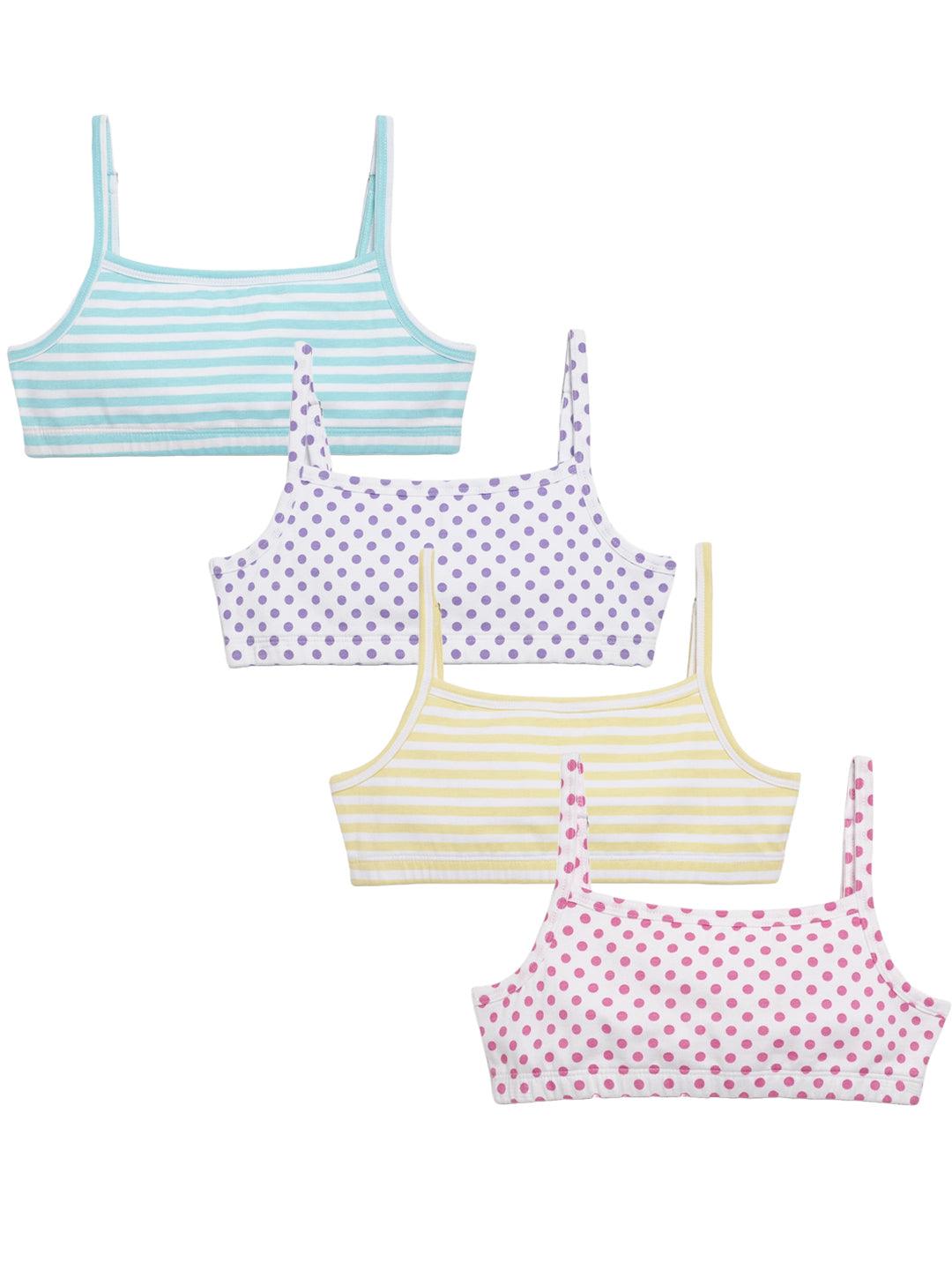 Beginners Bra - Stripes & Polka Dot Print Pack Of 4.