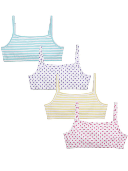 Beginners Bra - Stripes & Polka Dot Print Pack Of 4.