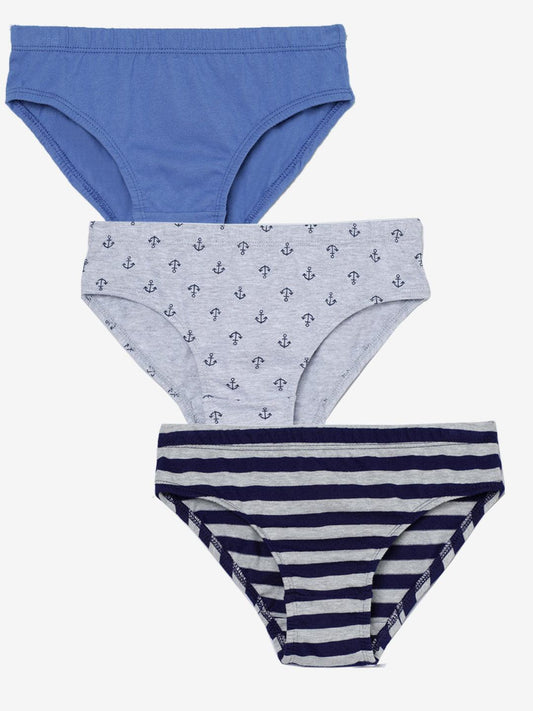 Boys Brief - Anchor All Over & Stripes Printed Brief Pack of 3.