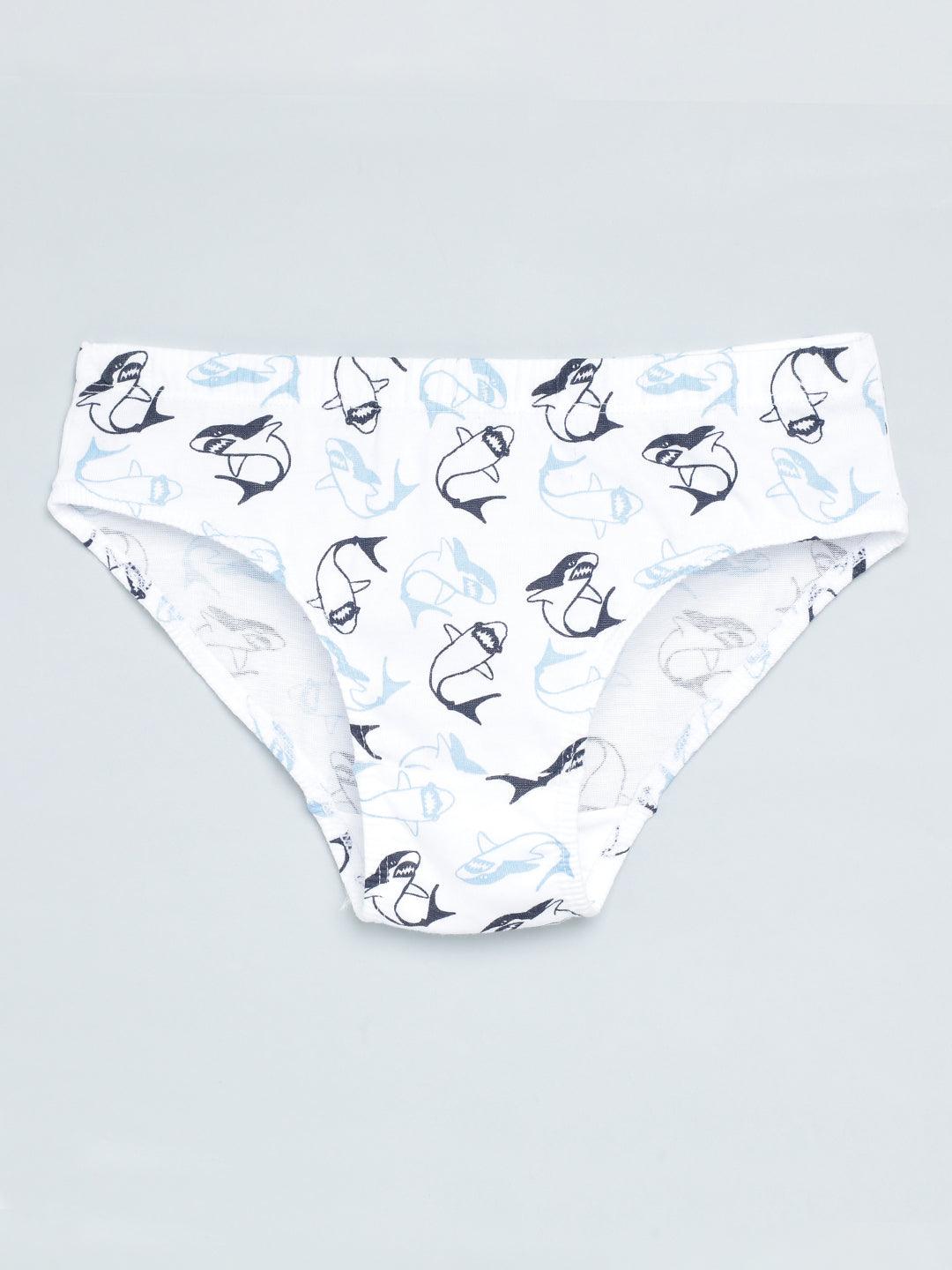 Boys Brief - Shark All Over Print & Solid Color Combo Pack Of 3.