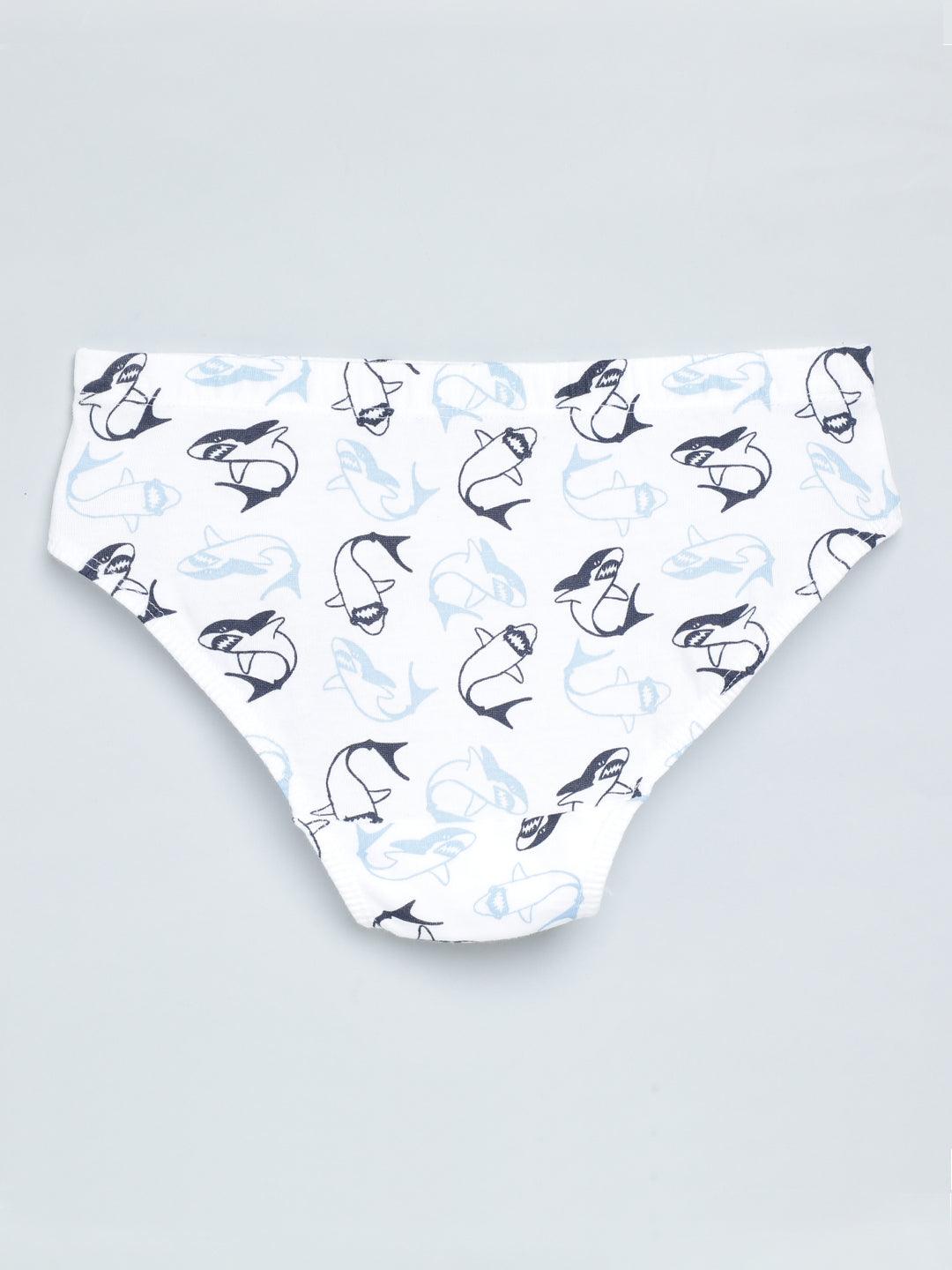 Boys Brief - Shark All Over Print & Solid Color Combo Pack Of 3.