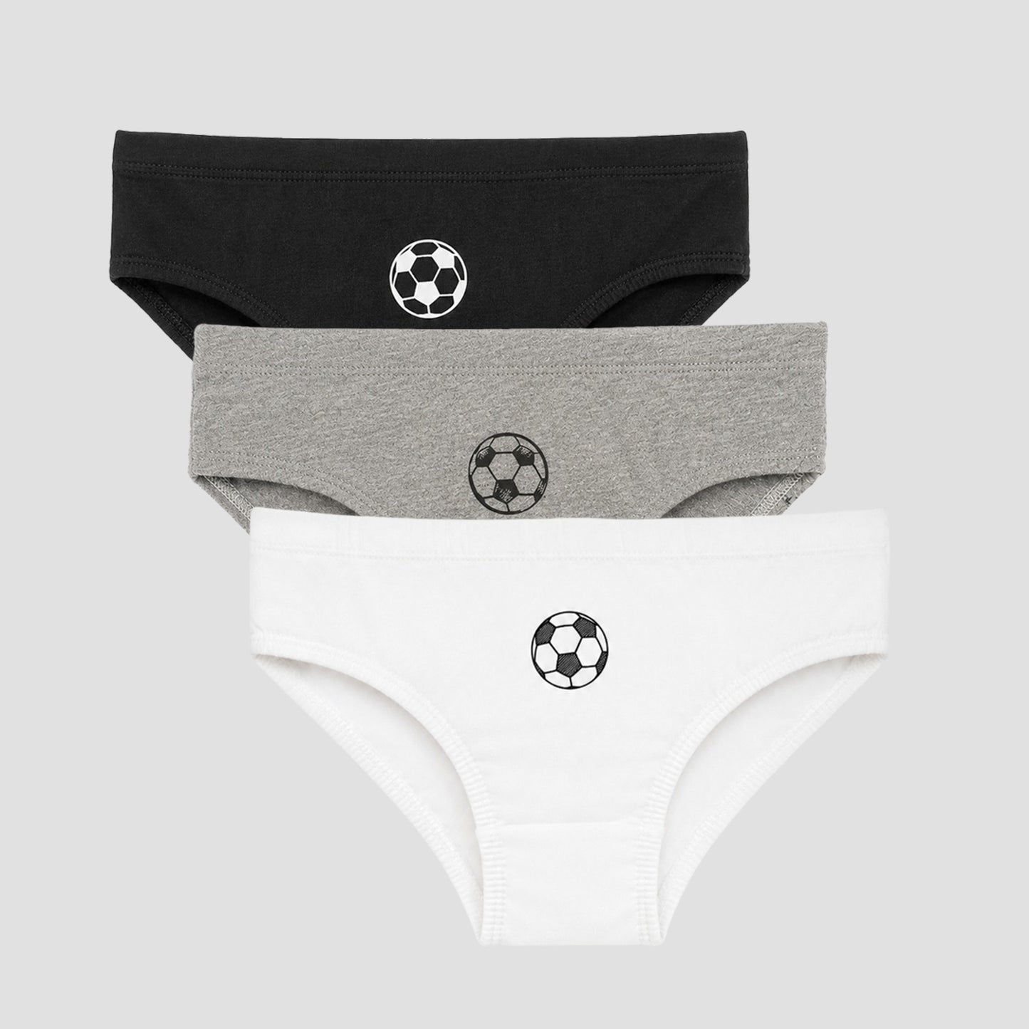 Boys' Cotton Brief -  Football Placement Print  Multi-colour (Pack of 3)