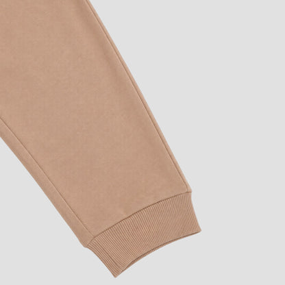 Charm N Cherish Girls Solid Brown Cotton Joggers with Elastic Waistband & Side Pockets