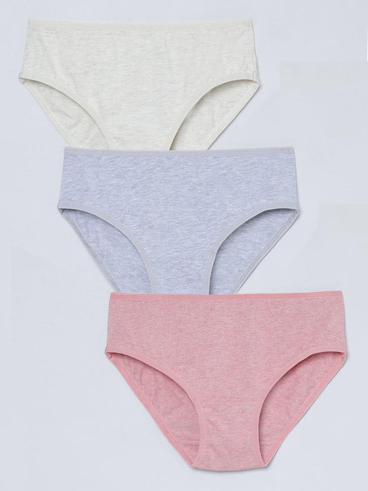 Girls Brief - Solid Multicolor Pack Of 3.