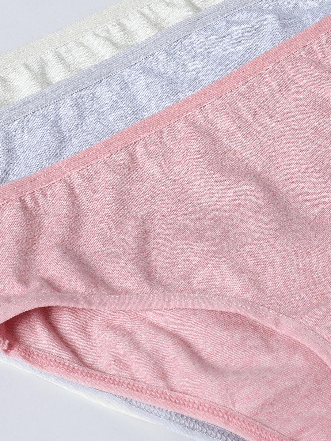 Girls Brief - Solid Multicolor Pack Of 3.