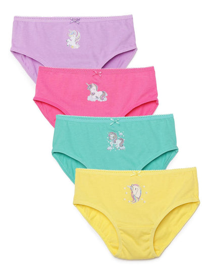 Girls Brief - Unicorn Print (Pack of 4).