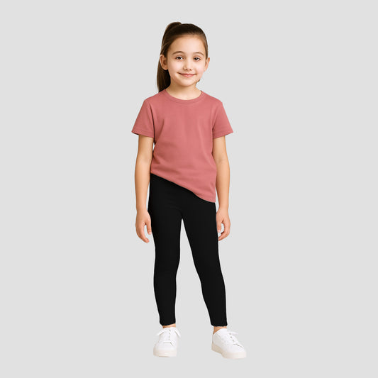 Girls' Cotton Leggings - Black (Pack of 1)