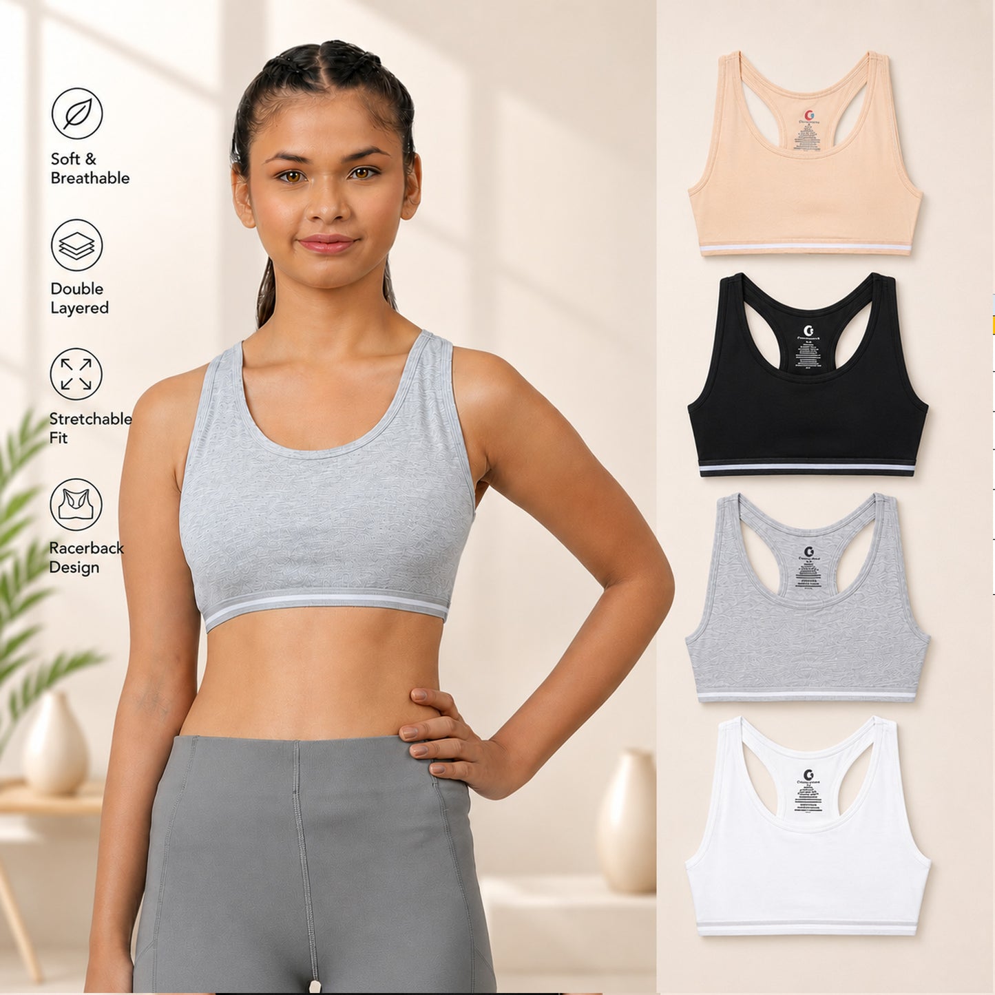 Sports Bra - Multicolor (Pack of 4)