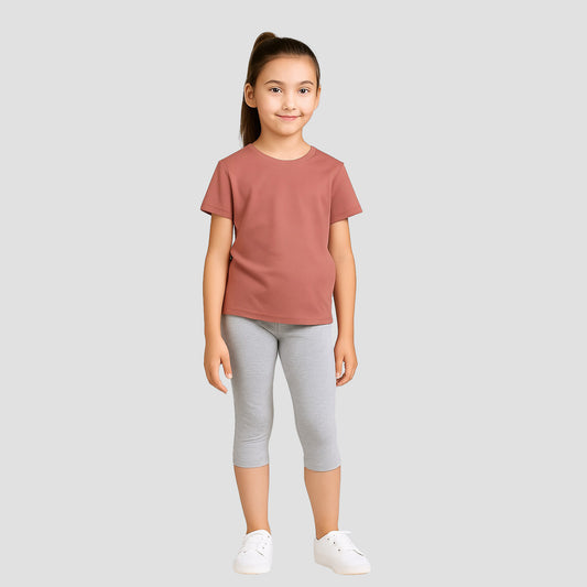 Girls' 3/4th Legings Pack Of 1_ Grey Melange