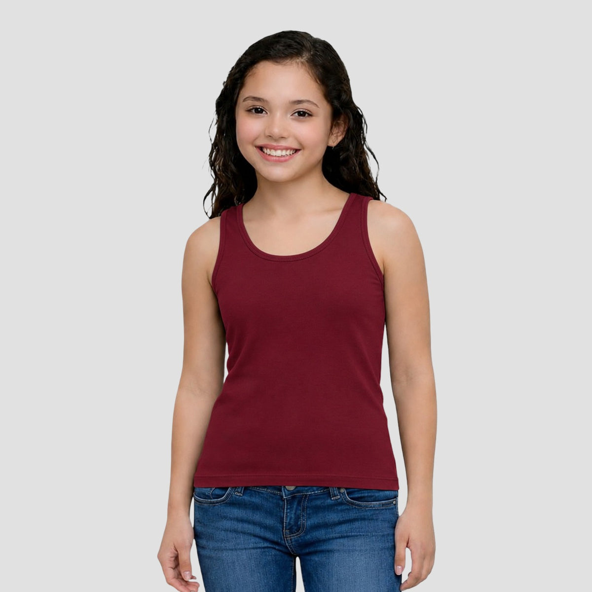 Girls' Cotton Padded Tank Top - Multicolor