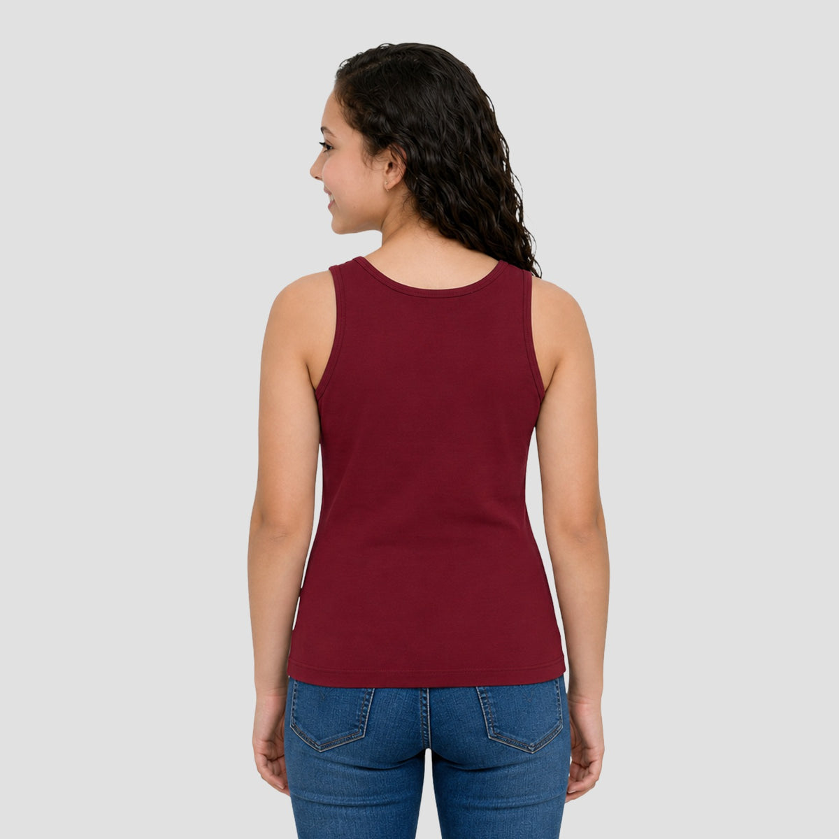 Girls' Cotton Padded Tank Top - Multicolor