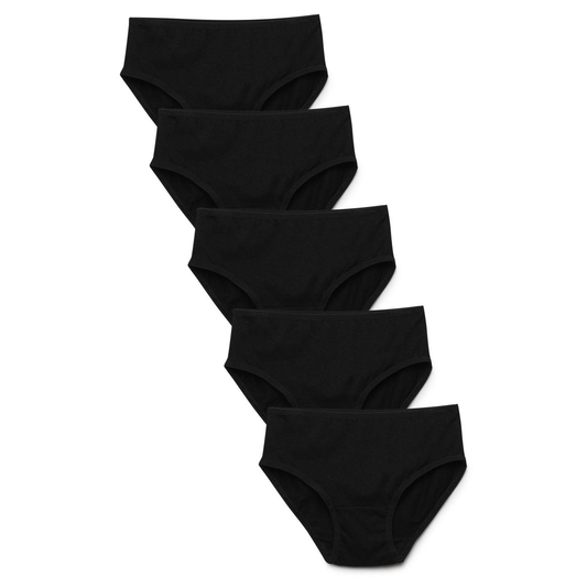 Girls' Cotton Brief - Black (Pack of 5)