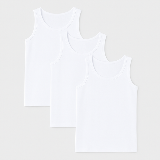 Vest - White Colour (Pack of 3)