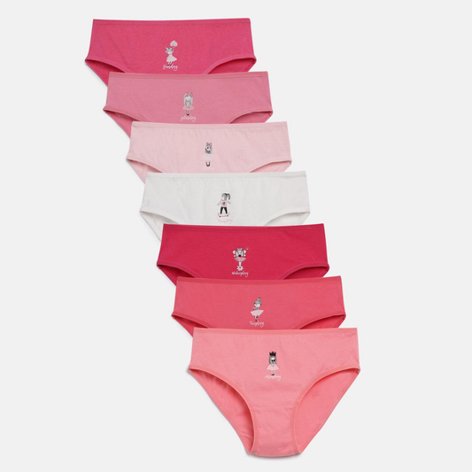 Girls' Cotton Brief - Weekdays Prints (Pack Of 7)