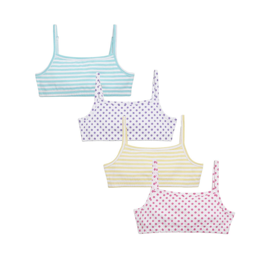 Beginners Bra - Stripes & Polka Dot Print Pack Of 4