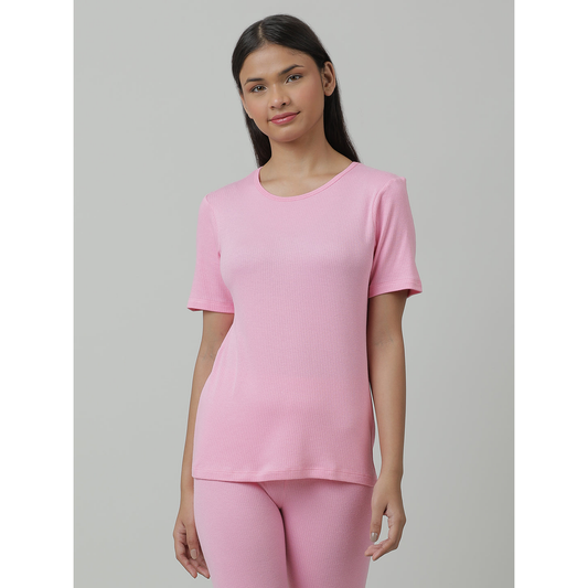 Kids Cotton Thermal Top - Short Sleeve - Pink (Pack of 1)