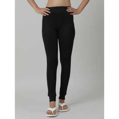 Kids Cotton Thermal Pant - Solid - Black (Pack of 1)