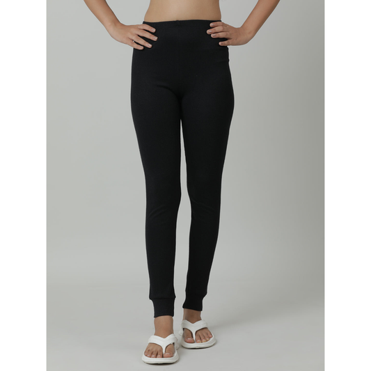 Kids Cotton Thermal Pant - Solid - Black (Pack of 1)