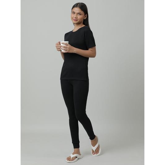 Kids Cotton Thermal Set - Short Sleeve - Black (Pack of 1)