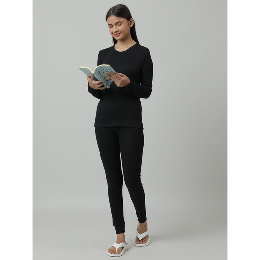 Kids Cotton Thermal Set - Full Sleeve - Black (Pack of 1)